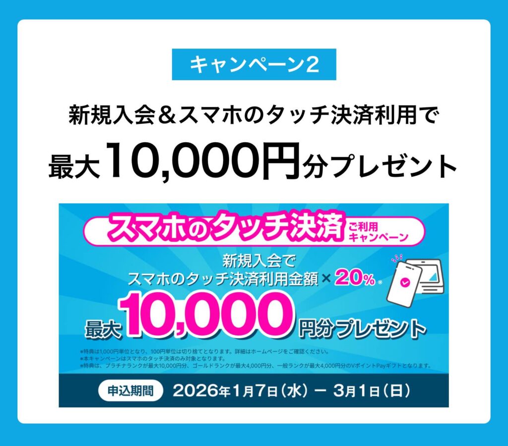 キャンペーン2｜スマホのタッチ決済利用で最大10,000円分プレゼント！